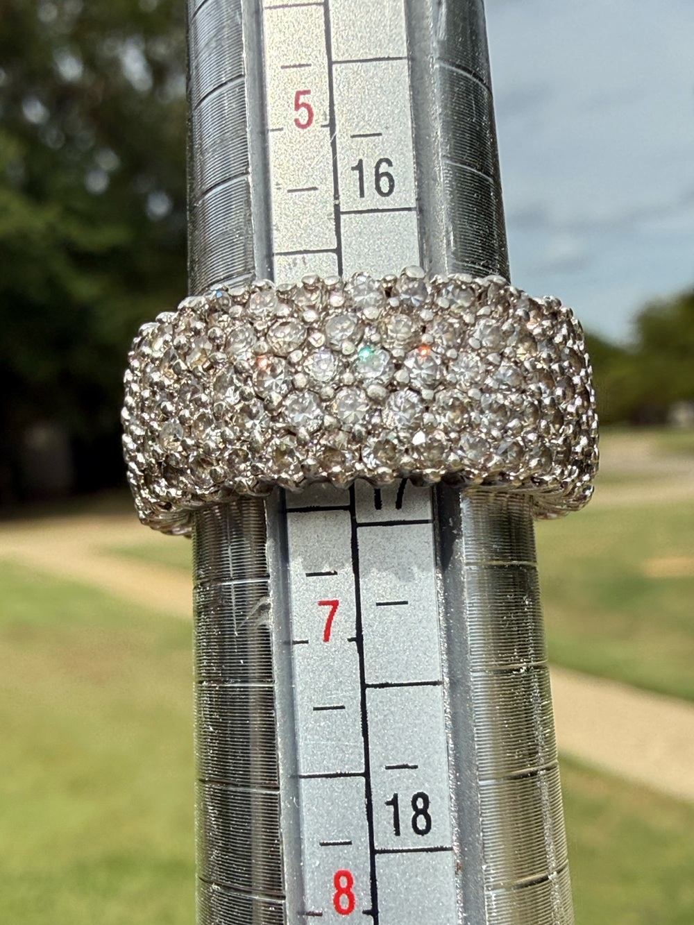 Sterling Silver Pavé Eternity Ring - Size 6.5 - 8 Grams
